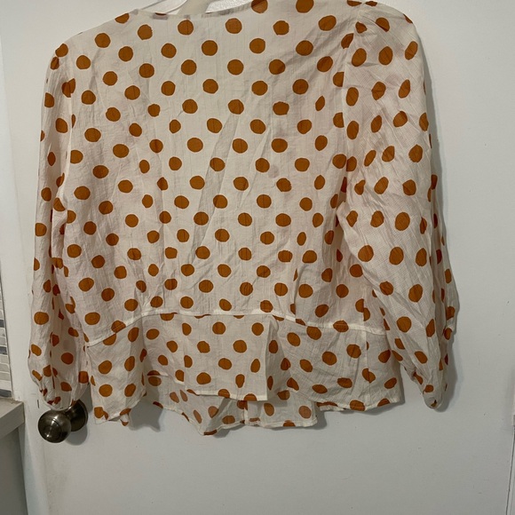 MNG Mango Open front White w rust
Polka dots puffy sleeve Camisole Blouse 10 - Picture 8 of 8